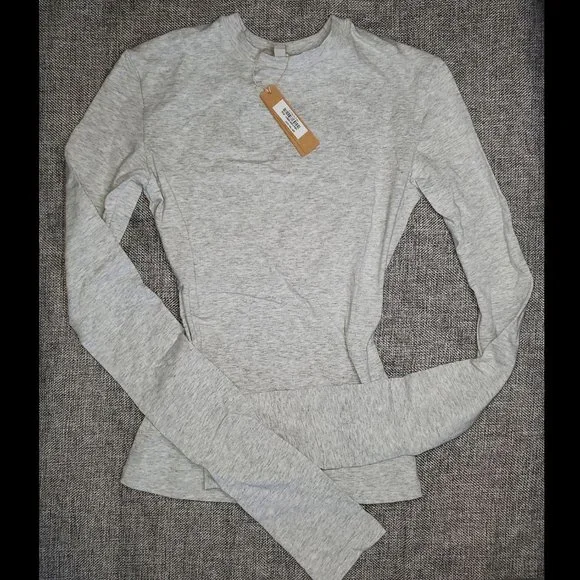 SKIMS Tops Nwt Skims Xxs Cotton Jersey Long Sleeve Tshirt